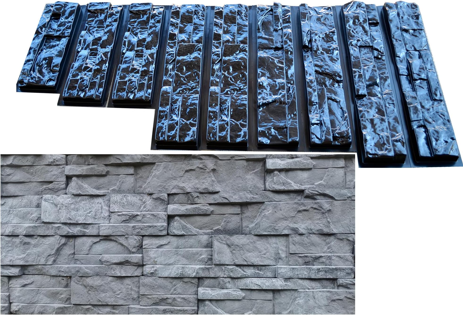 9 PCS Concrete Stone Wall Molds – Reusable ABS Forms for DIY Panels W02