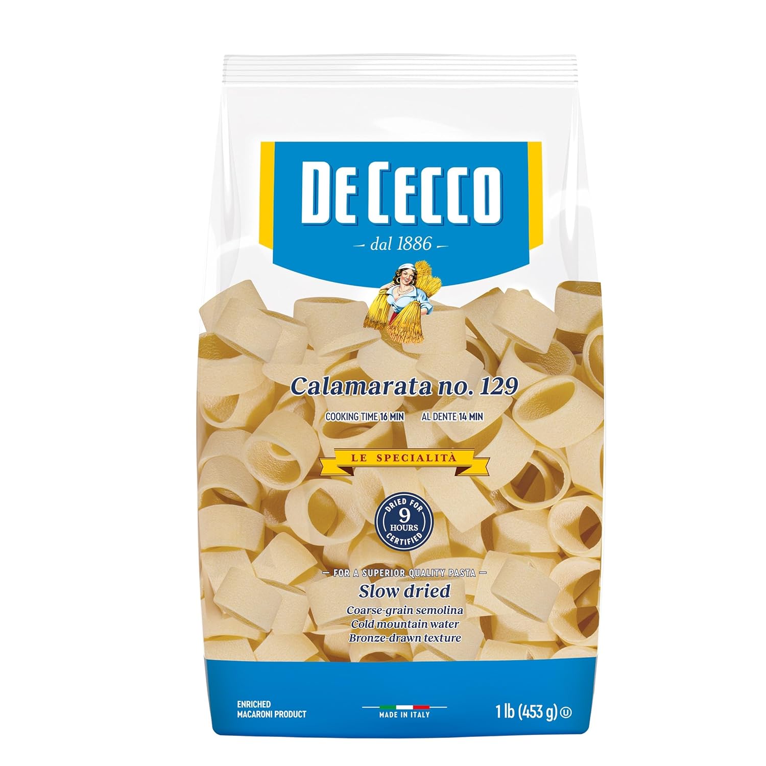 De Cecco Semolina Pasta, Paccheri No.125, 1 Pound (Pack of 12)