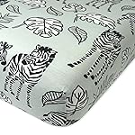 HonestBaby Fitted Crib Sheets Set Standard Mattress, 100% Organic Cotton Baby Boys, Girls, Neutral, 1 Pack - Baby Zebra, One Size
