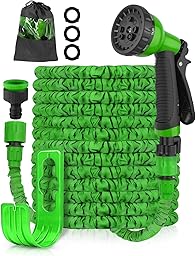 Evviee 100FT Expandable Garden Hose,Garden Hose Pipe with 3/4", 1/2" Fittings, Leakproof with 8 Function Flexible Hose Pipe, Anti-Leakage Latex Core Hosepipe (30M)