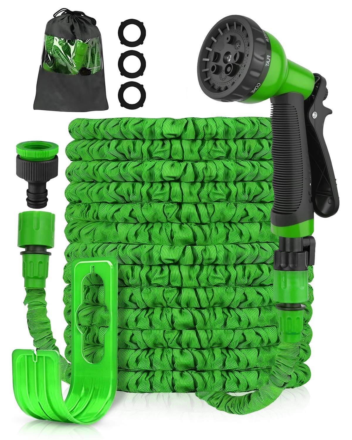 Evviee 100FT Expandable Garden Hose,Garden Hose Pipe with 3/4", 1/2" Fittings, Leakproof with 8 Function Flexible Hose Pipe, Anti-Leakage Latex Core Hosepipe (30M) - 2