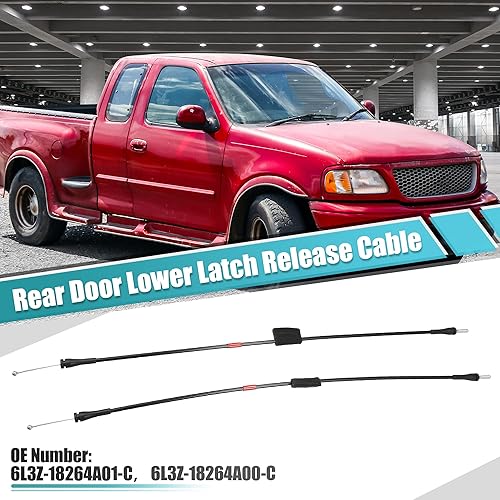Miniatura 2 de X AUTOHAUX 1 par de cables de liberación del pestillo inferior de la puerta trasera del lado izquierdo para Ford 150 250 1997-2003 Cable de control