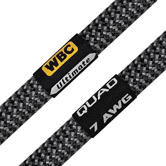 WORLDS BEST CABLES 3 Foot Ultimate - 7 AWG - Ultra-Pure OFC Extra Premium Audiophile HiFi Speaker Cable Pair with Eminence Gold Banana Plugs & Carbon Tweed Jacket