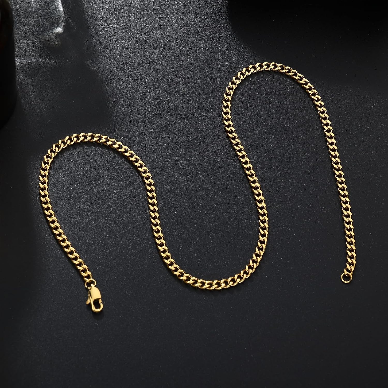 2PCS Cuban Link Chain Set for Men - Gold/Silver Plated Stainless Steel Layered Chain Necklace Non-Tarnish Jewelry Gift