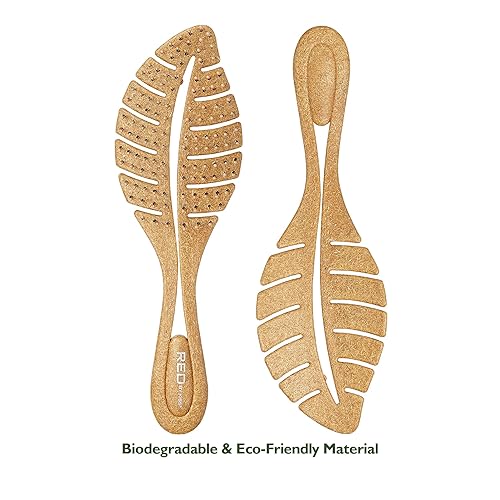 Miniatura 3 de Cepillo de pelo rojo, cepillo desenredante de fibra ecológica para mujeres y hombres, cepillo de pelo con cerdas con punta de bola, desenredante