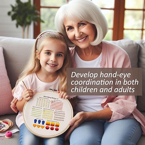 Miniatura 6 de Bradove Kit de práctica de 4 juegos de puntadas de bordado, kit de bordado para principiantes con patrones de bordado, kit de bordado para