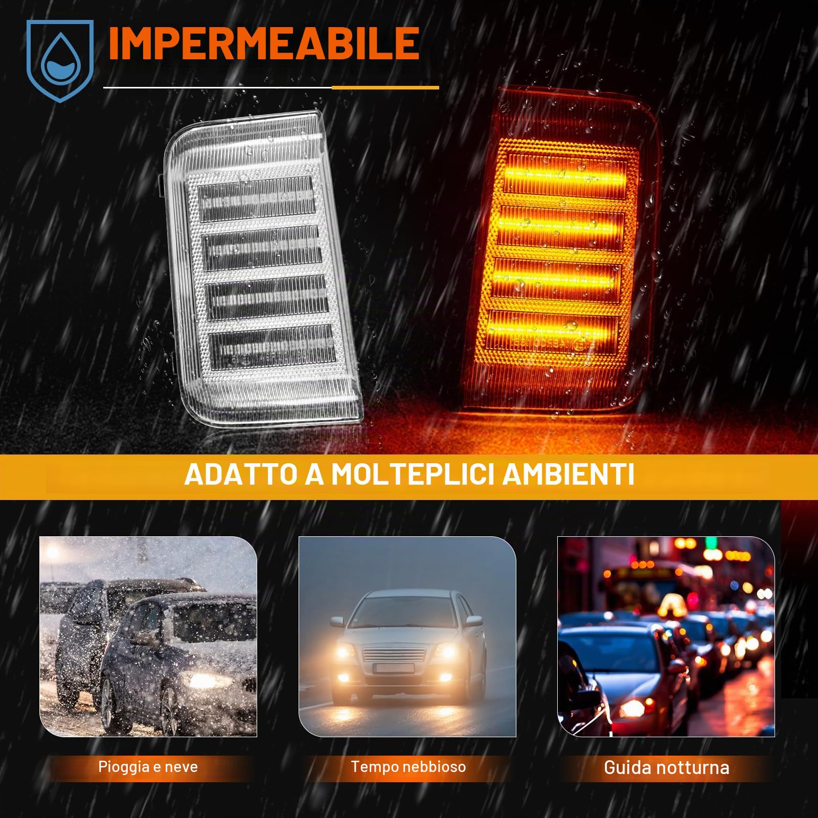 POPMOTORZ Led Indicatori di Direzione Specchietti, 2 Pezzi Frecce LED Specchietto 2835 SMD Trasparente con Canbus Senza Errori per Boxer Fi-at Ducato Ram Promaster C-itroen Jumper Relay