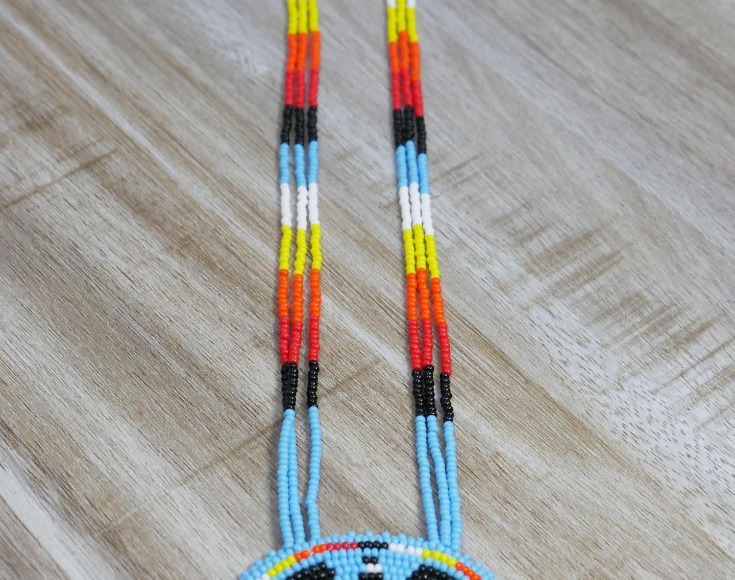 Native American Style Seed Beads beaded Layered Medallion Tribal ethnic Beaded Necklace MN-25-33