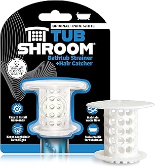 TubShroom Tub Drain Hair Catcher Strainer, White – Drain Protector and Hair Catcher for Bathroom Drains, Fits 1.5” – 1.75” Bathtub and Shower Tub Drains