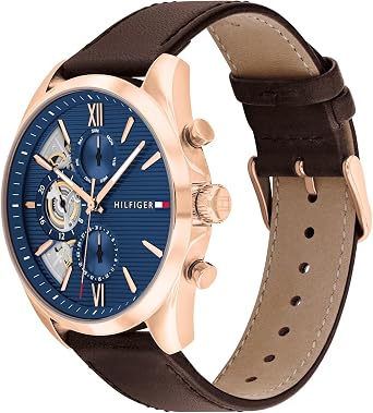 Tommy Hilfiger Analogue Multifunction Quartz Watch for Men with Stainless Steel mesh and Link Bracelet and Leather Strap