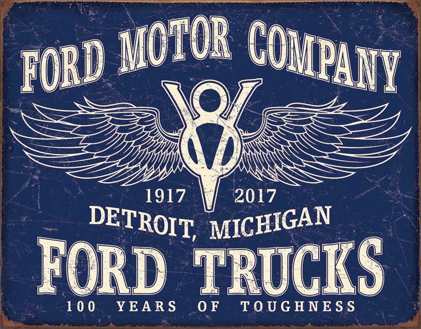 Desperate Enterprises Ford Trucks - 100 Years Tin Sign, 16" W x 12.5" H : Home & Kitchen