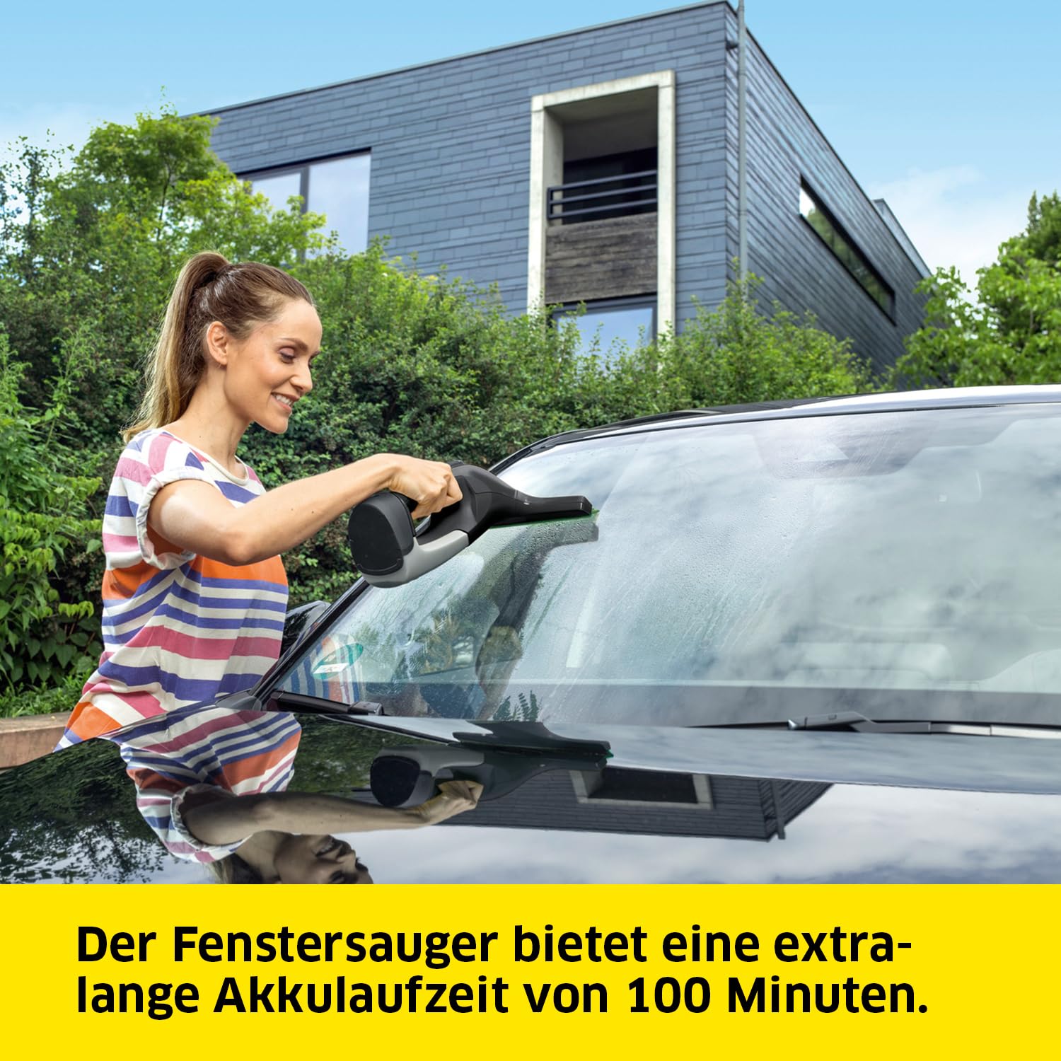 KÄRCHER Akku-Fenstersauger WV 6 Plus Multi Black Edition, 100 min Akkulaufzeit, Sprühflasche, Mikrofaserbezug