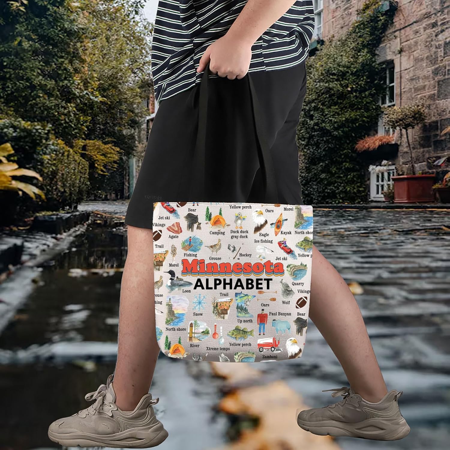 MNIGIU Minnesota Alphabet Tote Bag Minnesota Souvenir Gift M-innesota Travel Gift M-innesota Lover Gi-ft - Image 6