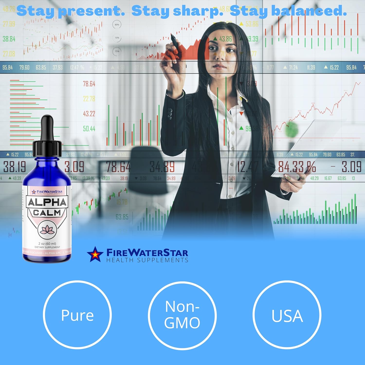 FWS Alpha Calm Liquid Drops - L Theanine, Alpha GPC - Cool Calm Vibes with no Jitters - Supports Calm Mood, Focus, Memory, Stress Relief, Productivity - Organic, non-GMO - 30 Servings - Image 5