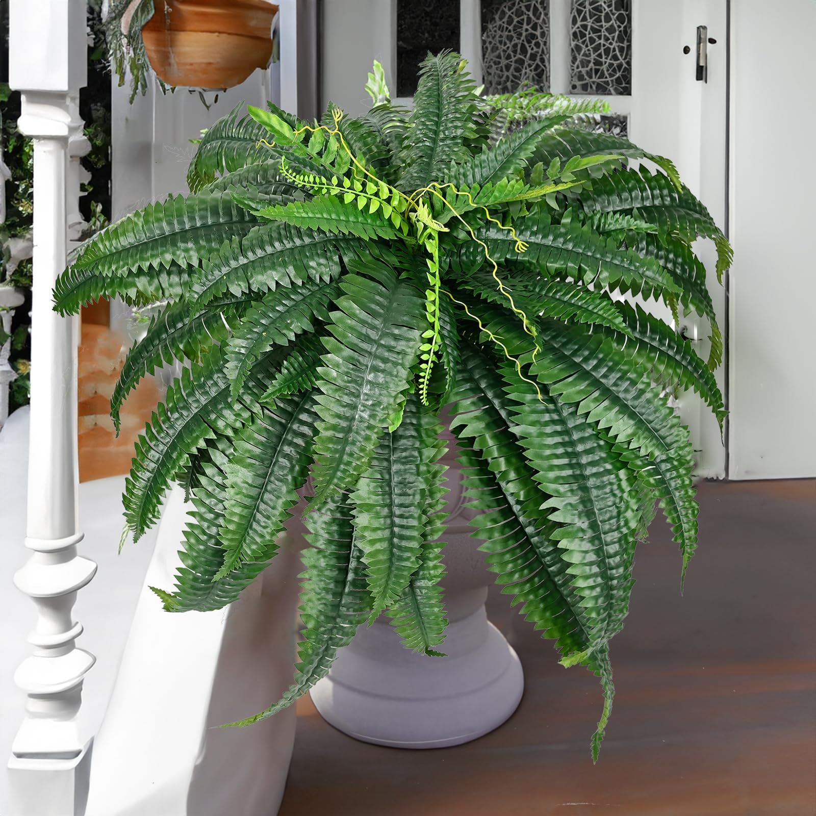 Amazon｜FAJUNZH 大型フェイクシダ 屋外プランター用 60枝 人工シダ