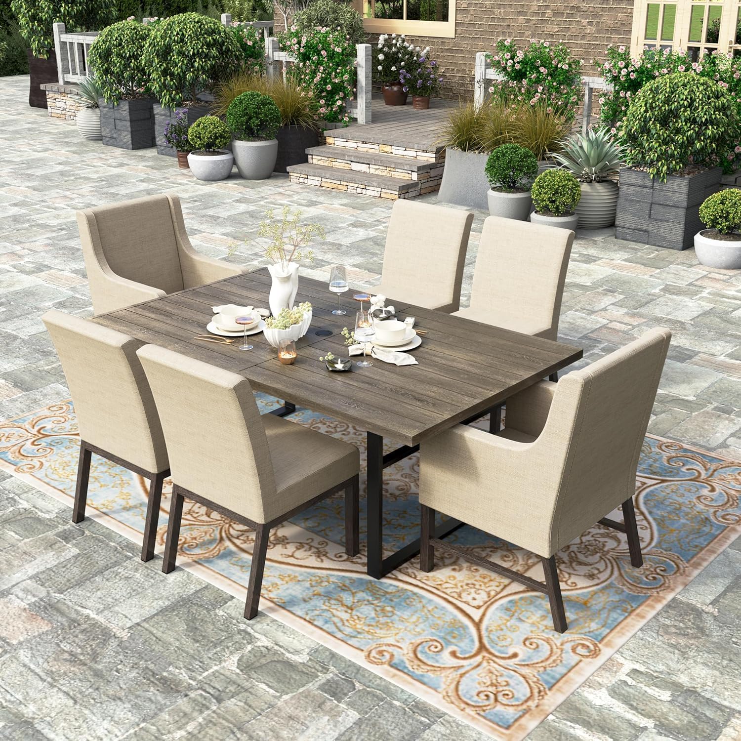 HERA'S HOUSE 7-Piece Patio Dining Set Review: Rust-Resistant Outdoor Furniture for Gardens & Backyards