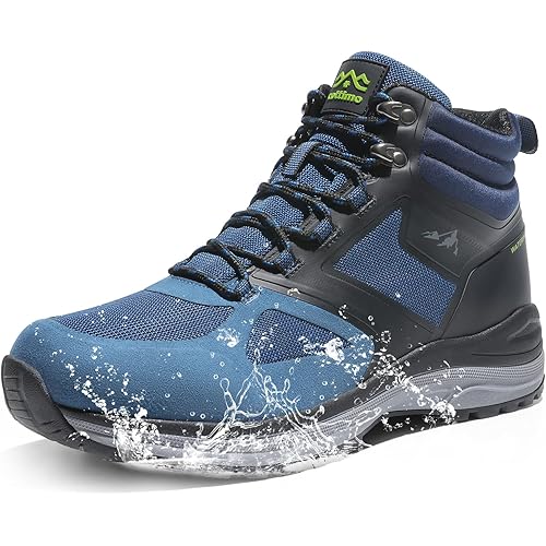 COTTIMO Men's Waterproof Hiking Boots Non Slip Winter Outdoor Boots Backpacking Trekking Trails Shoes