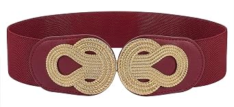 BlackButterfly Wide Elastic Vintage Cinch Retro Metal Interlock Buckle Belt