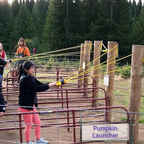 Miniatura 5 de Lanzador de globos de agua de 500 yardas de largo alcance, tirachinas gigantes para 2-3 personas, tirachinas de camiseta para adultos, tirachinas de