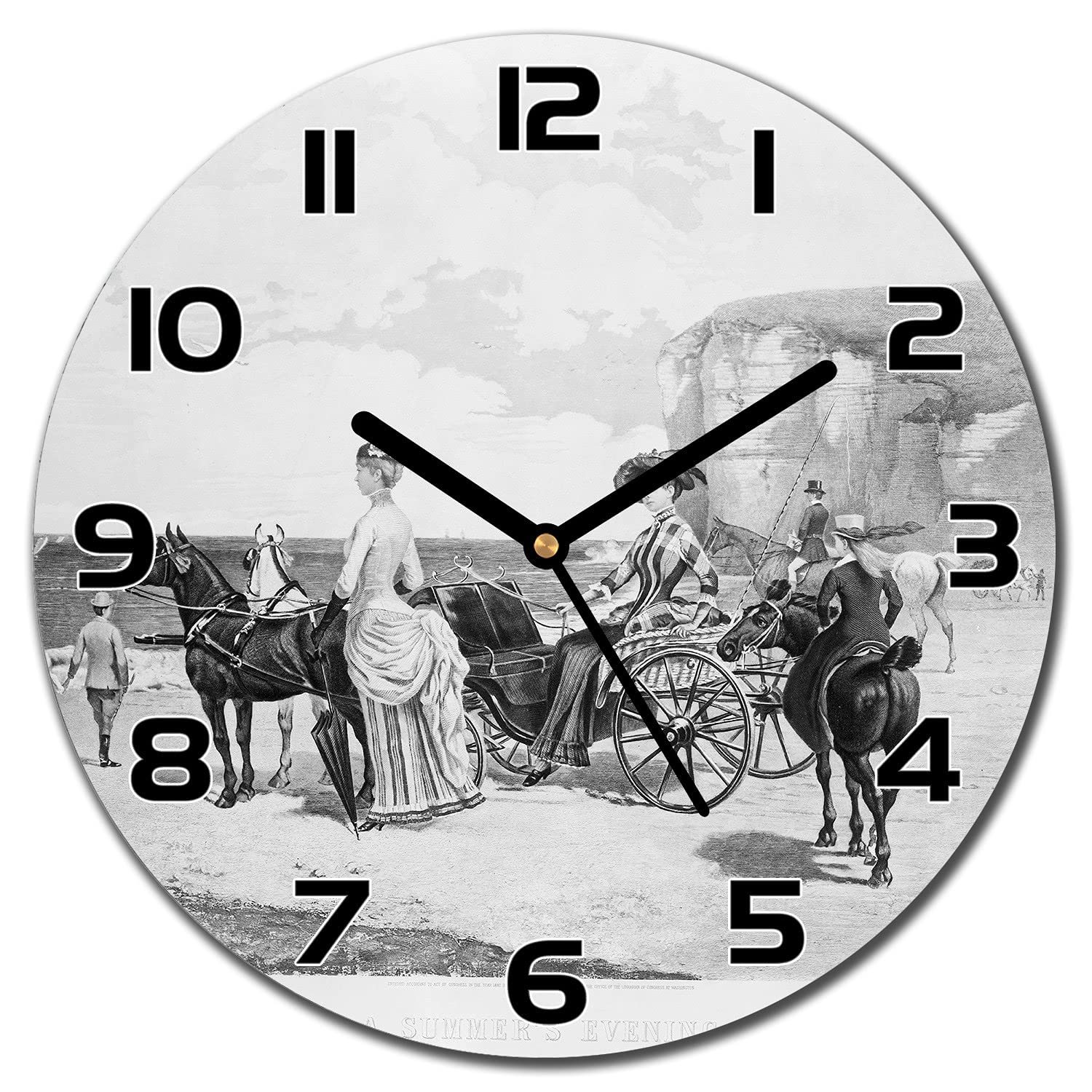Horloge murale cuisine Coloray en verre avec aiguilles noires pour une lecture claire