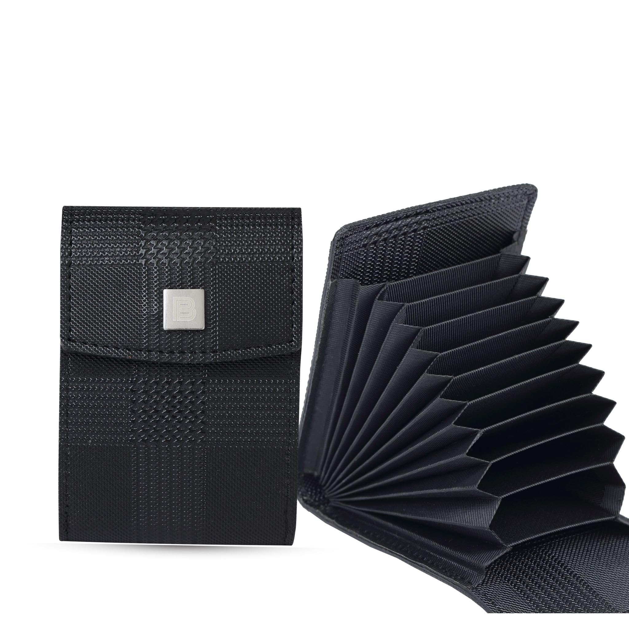 buffs RFID 9-Slot Vertical Cardholder Zipper Wallet for Men & Women, Purse is Handcrafted in India with Cruelty Free Vegan Leather I External ID Holder I Credit Card Holder with Cash Slots, Black-picture-22