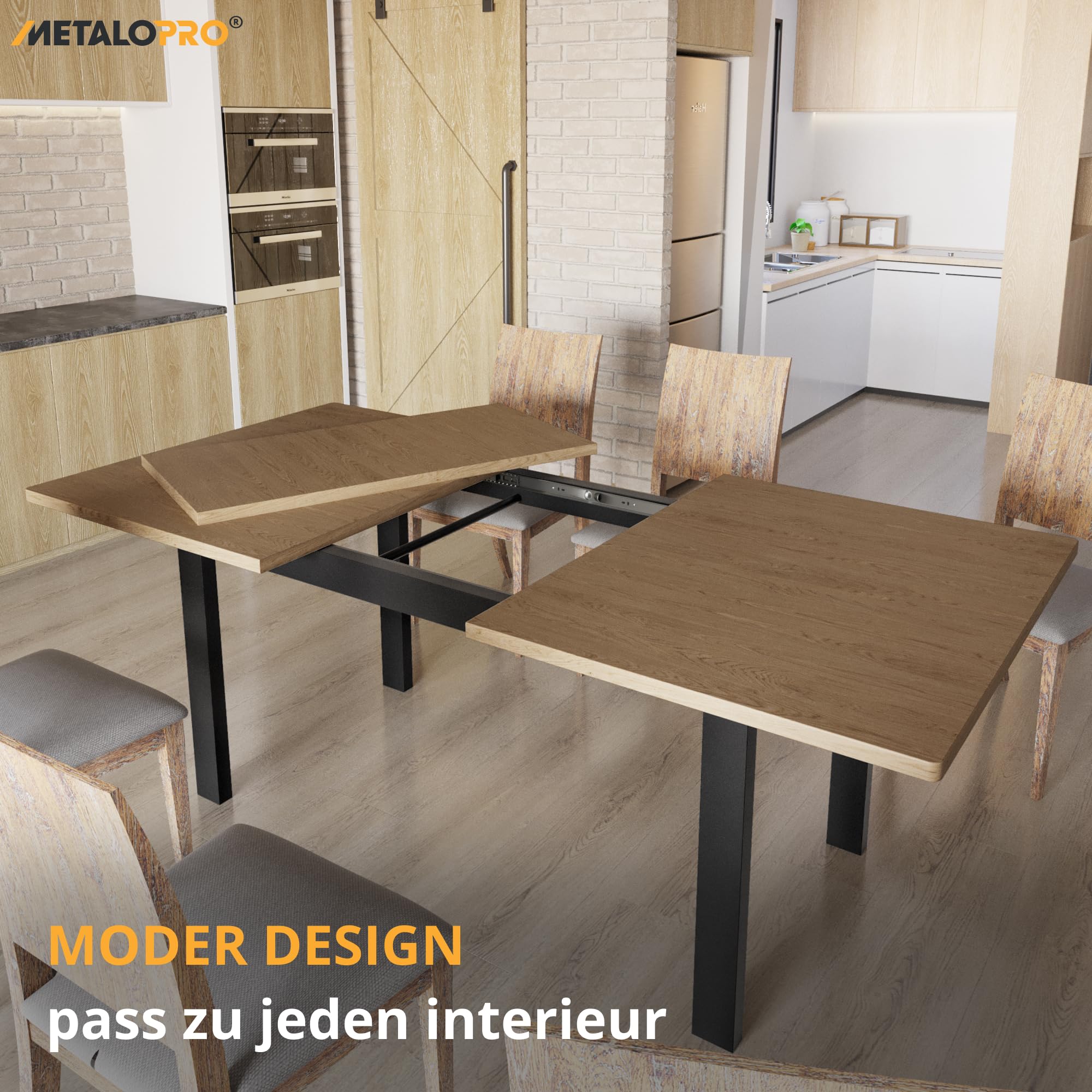Estructura de Mesa Extensible, 140 x 70 x 72 cm, Estable y Resistente, Para Comedor, Patas de Mesa, Patines, Salón y Cocina