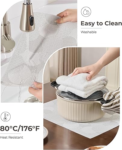 Miniatura 356 de Leetaltree - Manteles individuales, resistentes al calor, antideslizantes, para mesa de comedor, lavables, duraderos, tejido de PVC