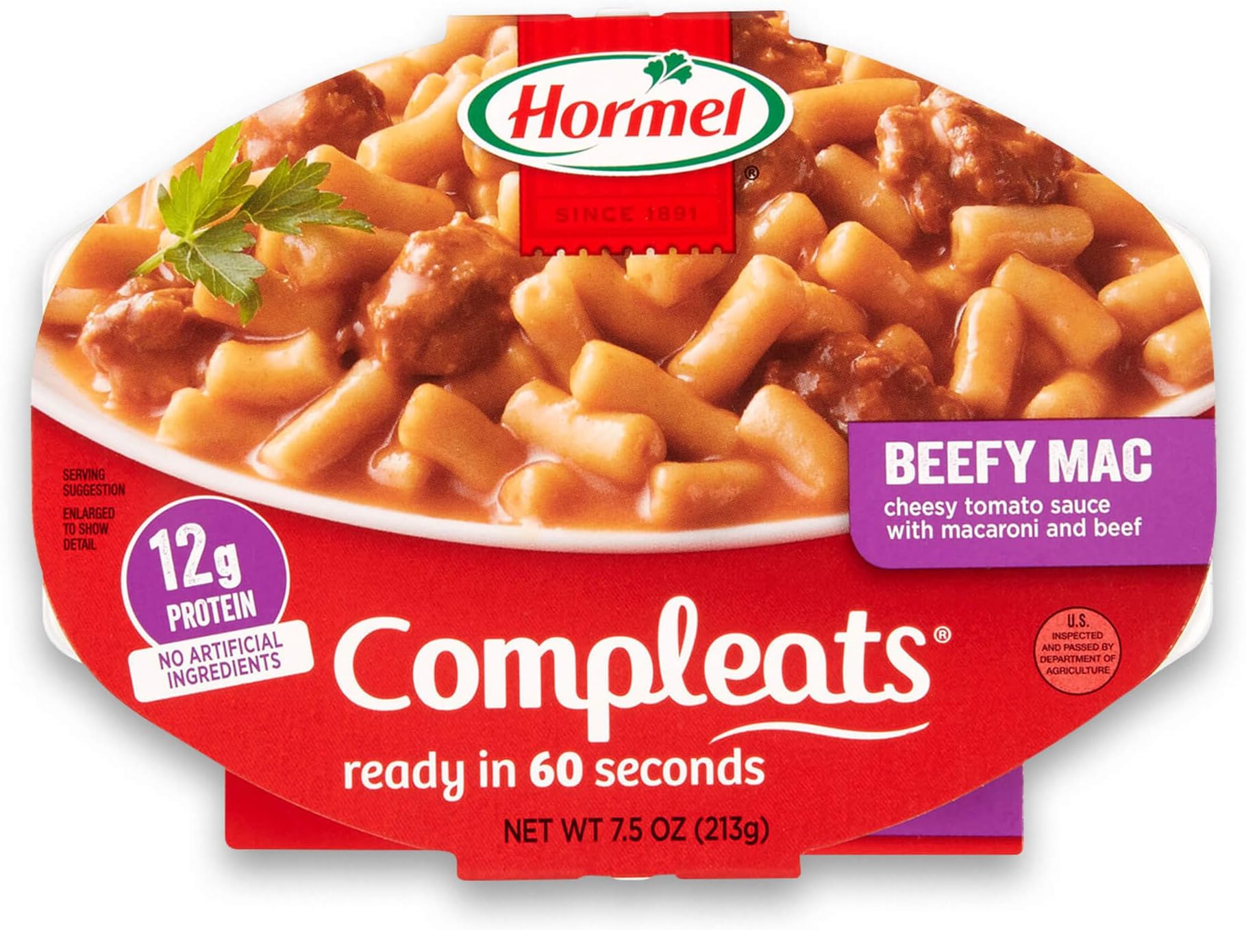 HORMEL COMPLEATS Beefy Mac & Cheese Microwave Tray, 7.5 Ounces (Pack of 7)
