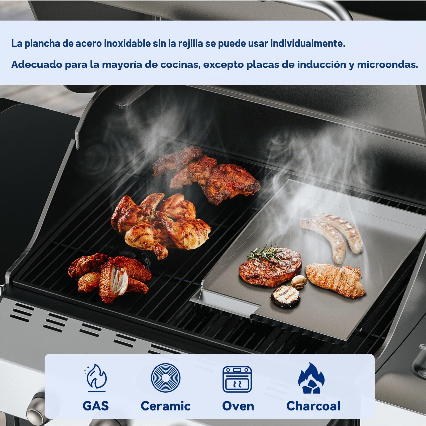 onlyfire Plancha Universal de Acero Inoxidable para Quemador Lateral, para Casi Todas Las Parrillas de Gas