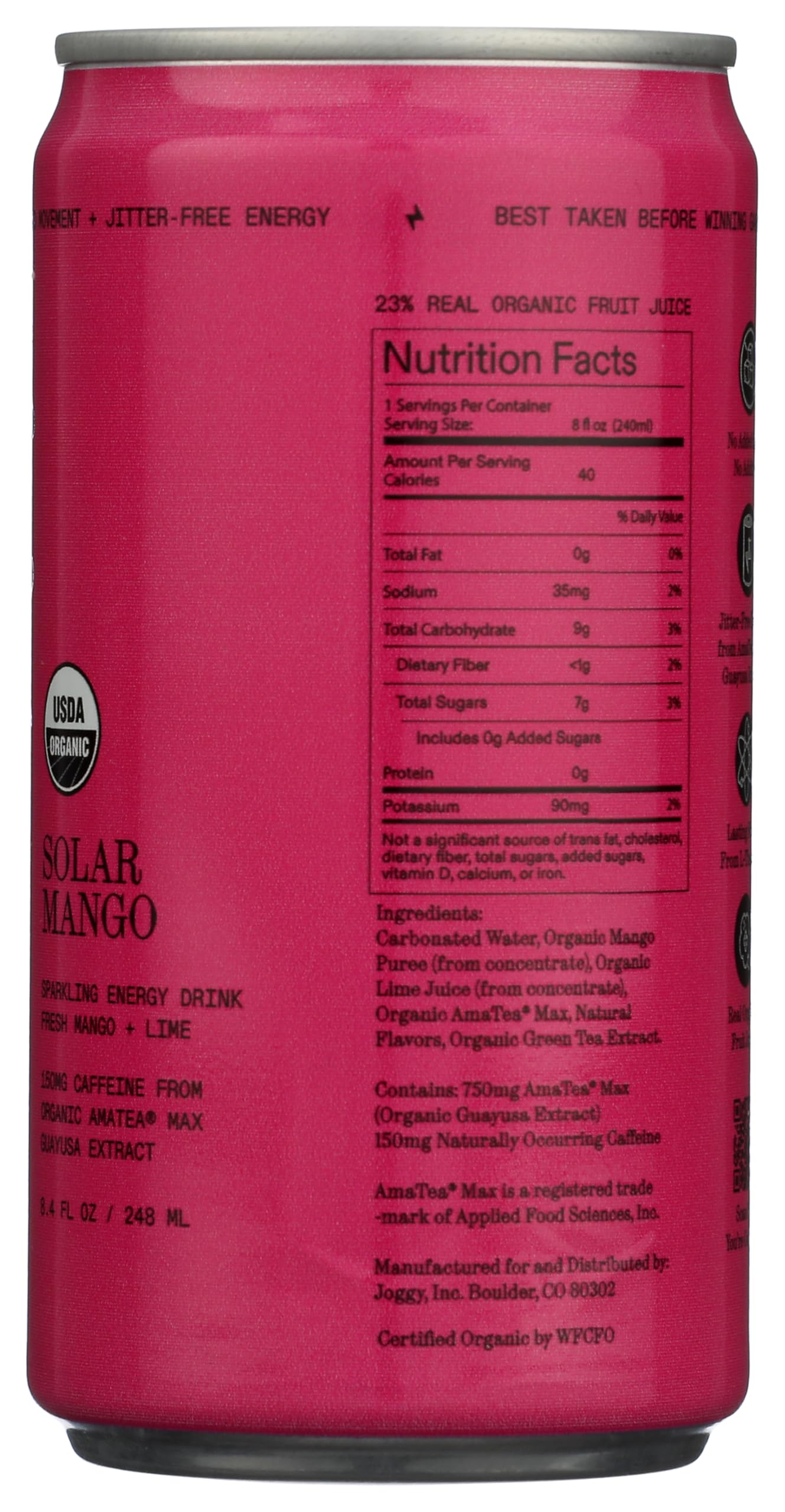 Joggy Organic Energy Drink | Solar Mango 1 pack