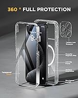 Vista 108 de Miracase Funda magnética para iPhone 14 de 6.1 pulgadas, protector de pantalla de vidrio templado integrado + protector de lente, compatible