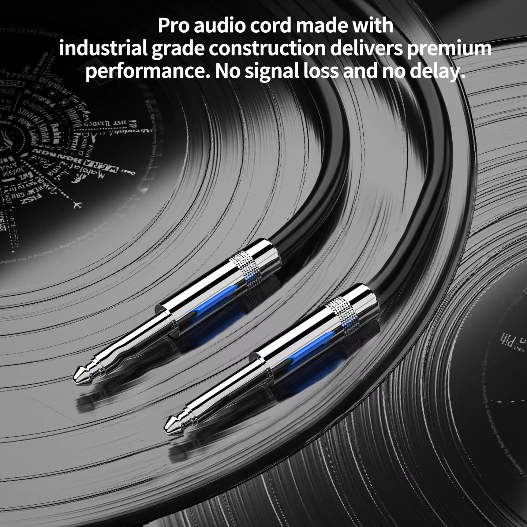 Paquete de 2 cables TS profesionales de 1/4 pulgadas de 1/4 pulgadas, cable de interconexión estéreo TS profesional de 1/4 pulgadas a 1/4 pulgadas