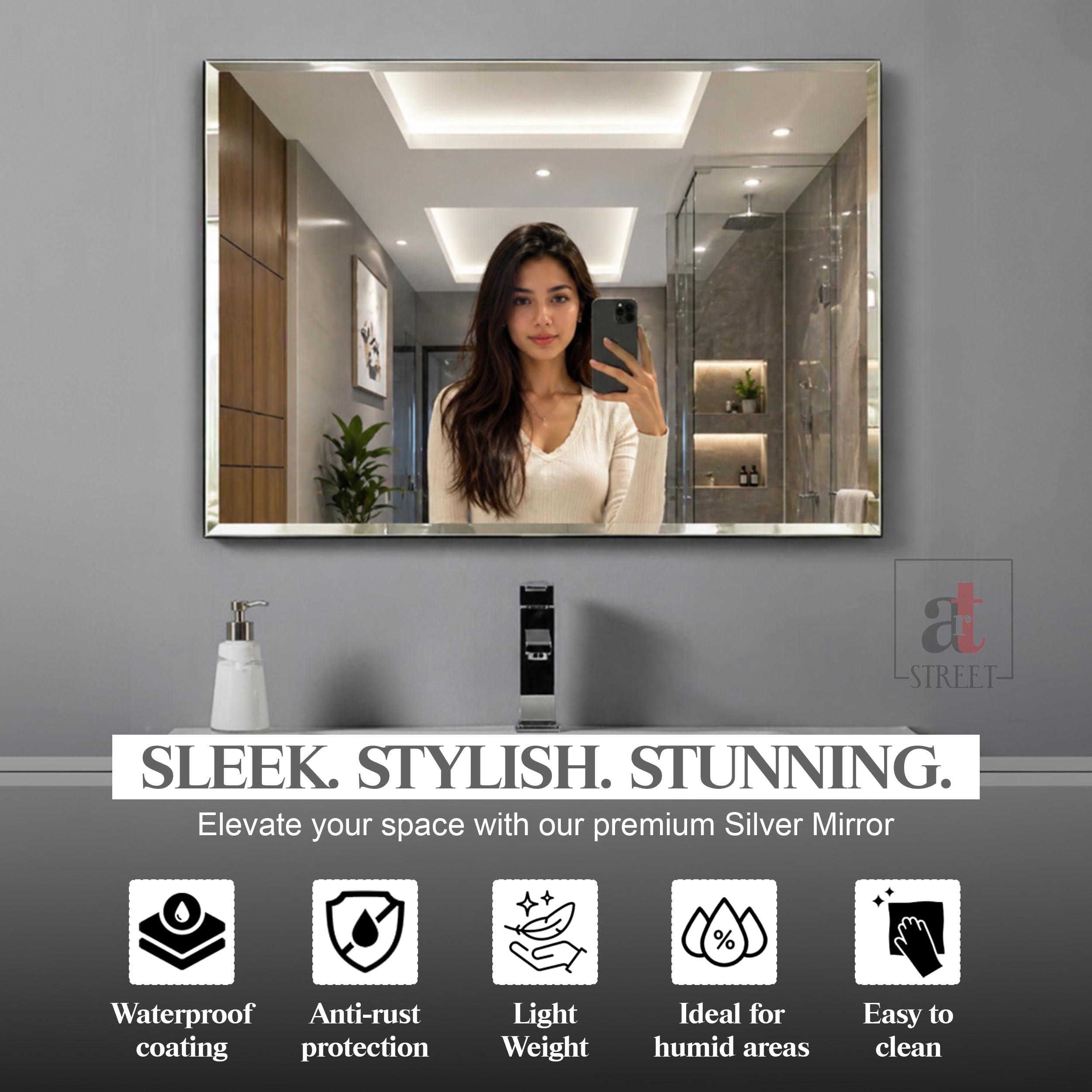 Frameless Wall Mirror - Modern Silver Mirror -8 Frameless Wall Mirror - Modern Silver Mirror -8
