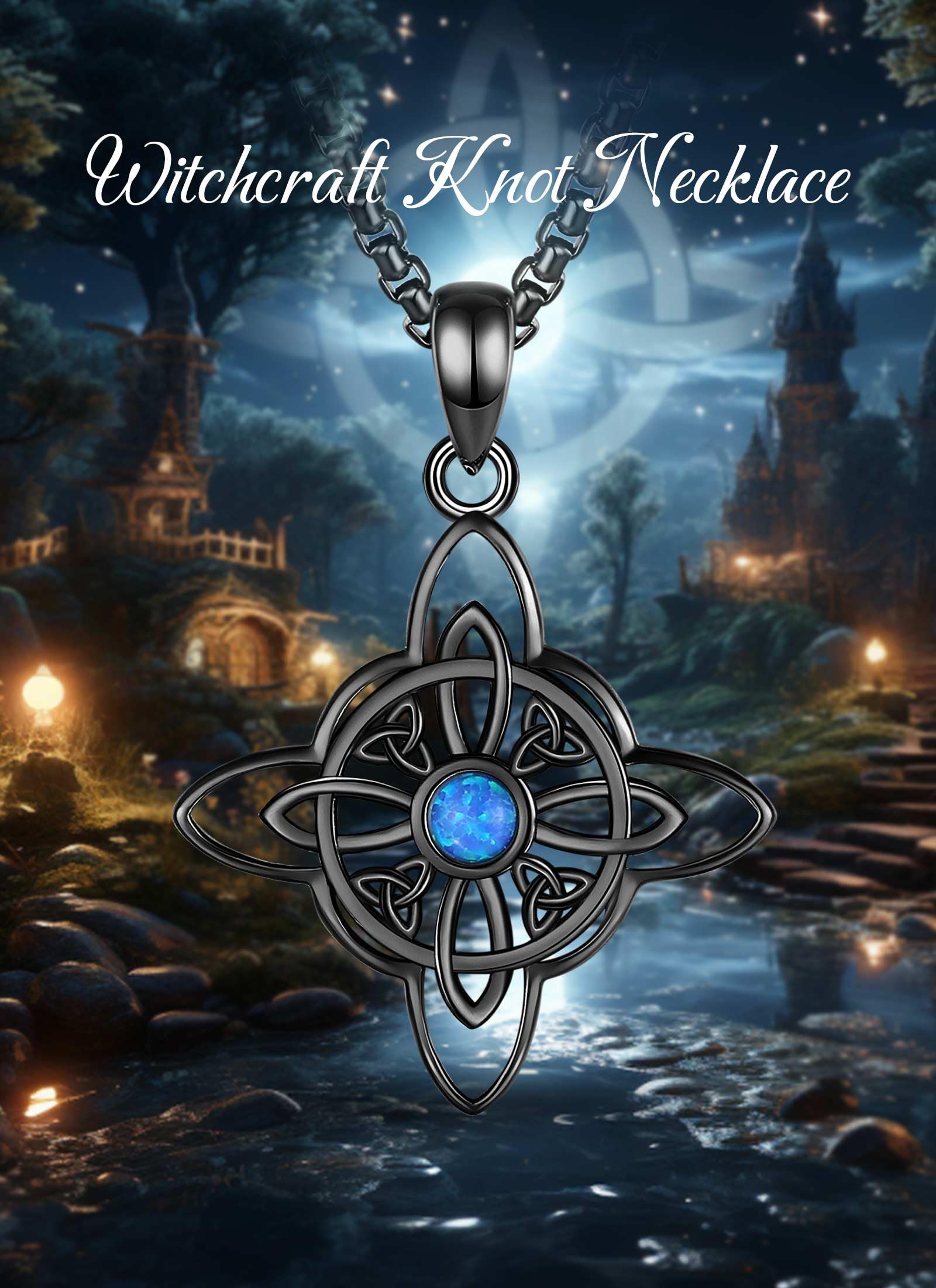 CELESTIA Nodo della Strega Ciondolo Pentacolo Amuleto Donna Celtico Collana Argento 925 Wicca Streghe Gioielli Stregoneria Esoterica Regalo