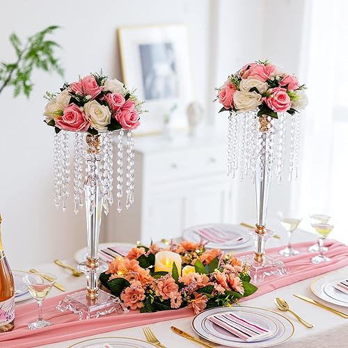 Miniatura 2 de Centros de mesa de boda para mesas, jarrón acrílico, soporte de flores de 19.7 pulgadas de alto para bodas, florero transparente a granel con