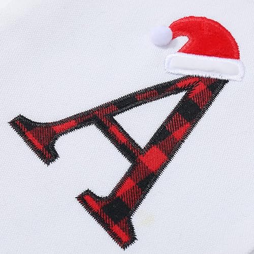 Miniatura 4 de SIRIPHUM Calcetines de Navidad bordados con monograma inicial de 20 pulgadas calcetines de decoración de Navidad calcetines personalizados