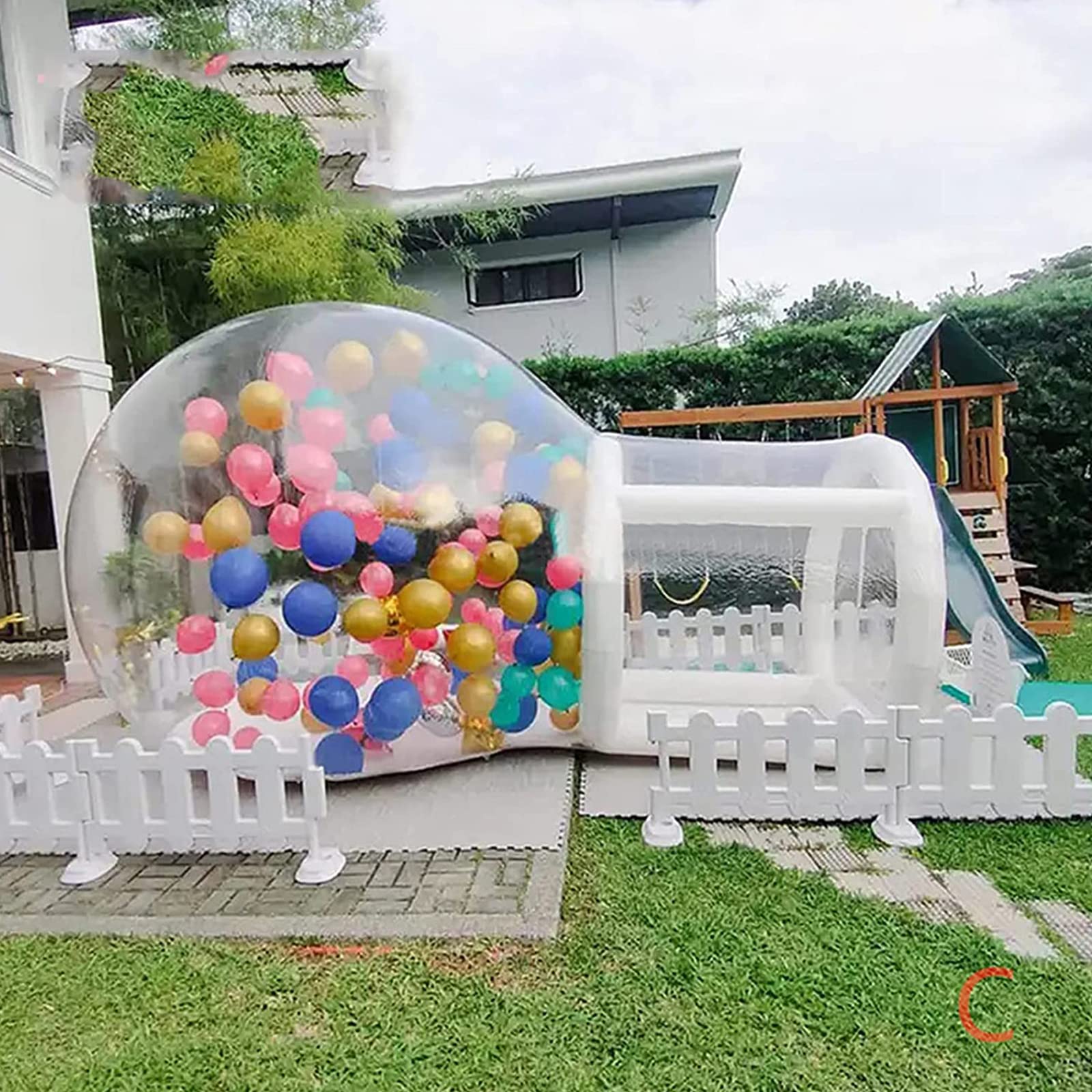 Outdoor PVC Inflatable Bubble Tent with Tunnel Clear Dome Tent for Camping Hotel, Star Empty Tent with Hair Dryer and Repair Kit Vision
