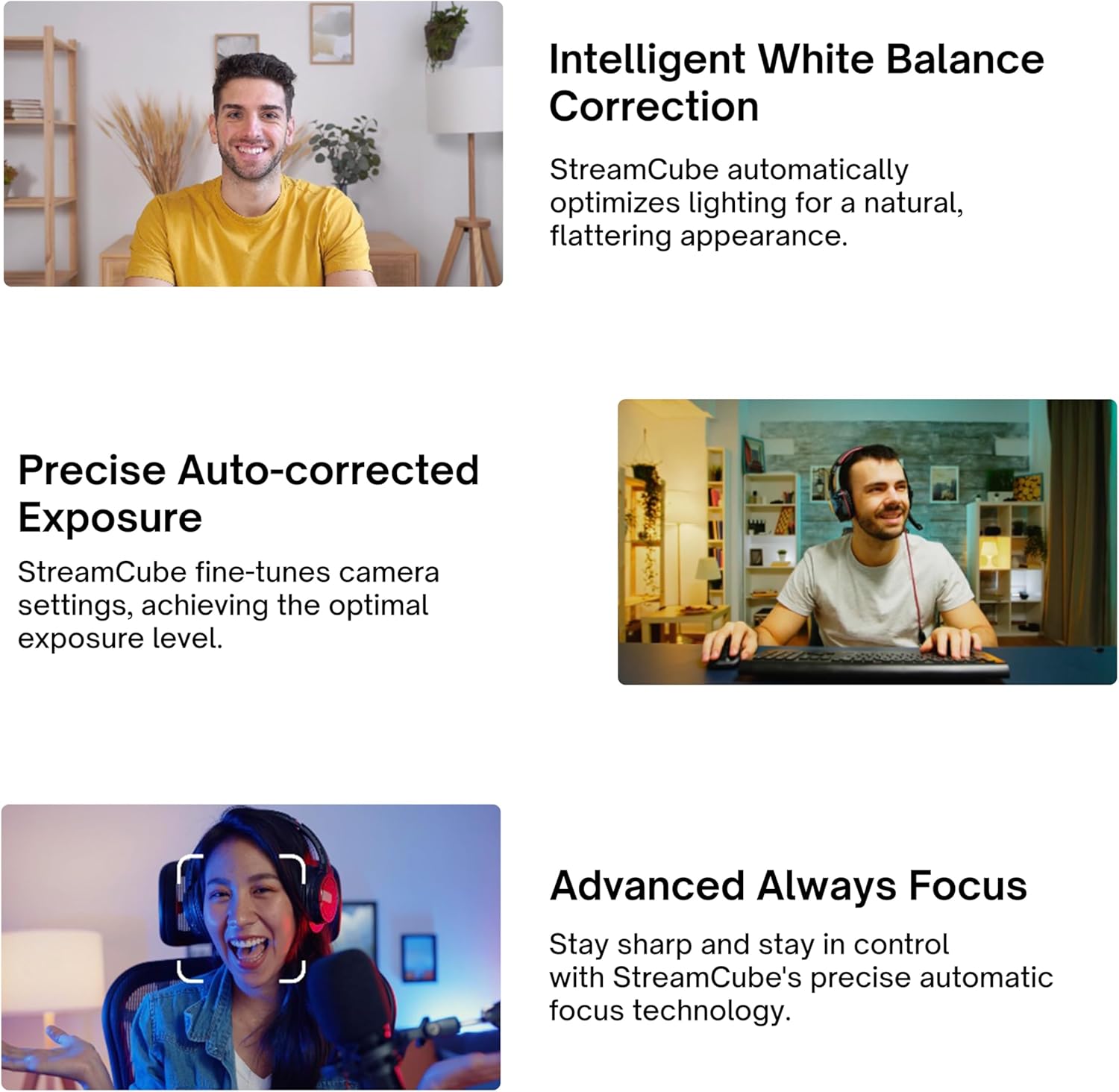 Pixio StreamCube Webcam - 1440p WQHD Premium Camera With Always Focus For Streaming & Meetings