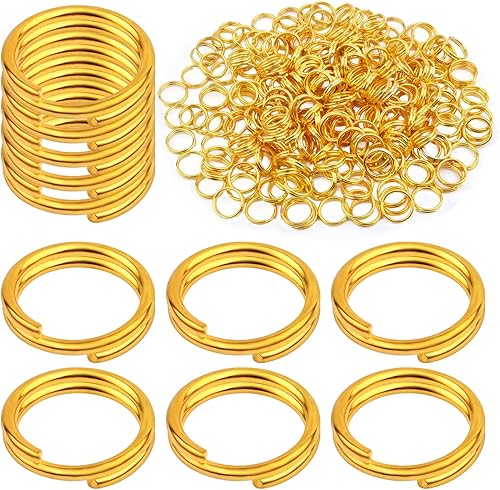 Vista 99 de Aylifu 200 anillos de metal divididos, anillos de salto de doble bucle chapados en níquel de 0.63 pulgadas, pequeños anillos de llavero de cristal