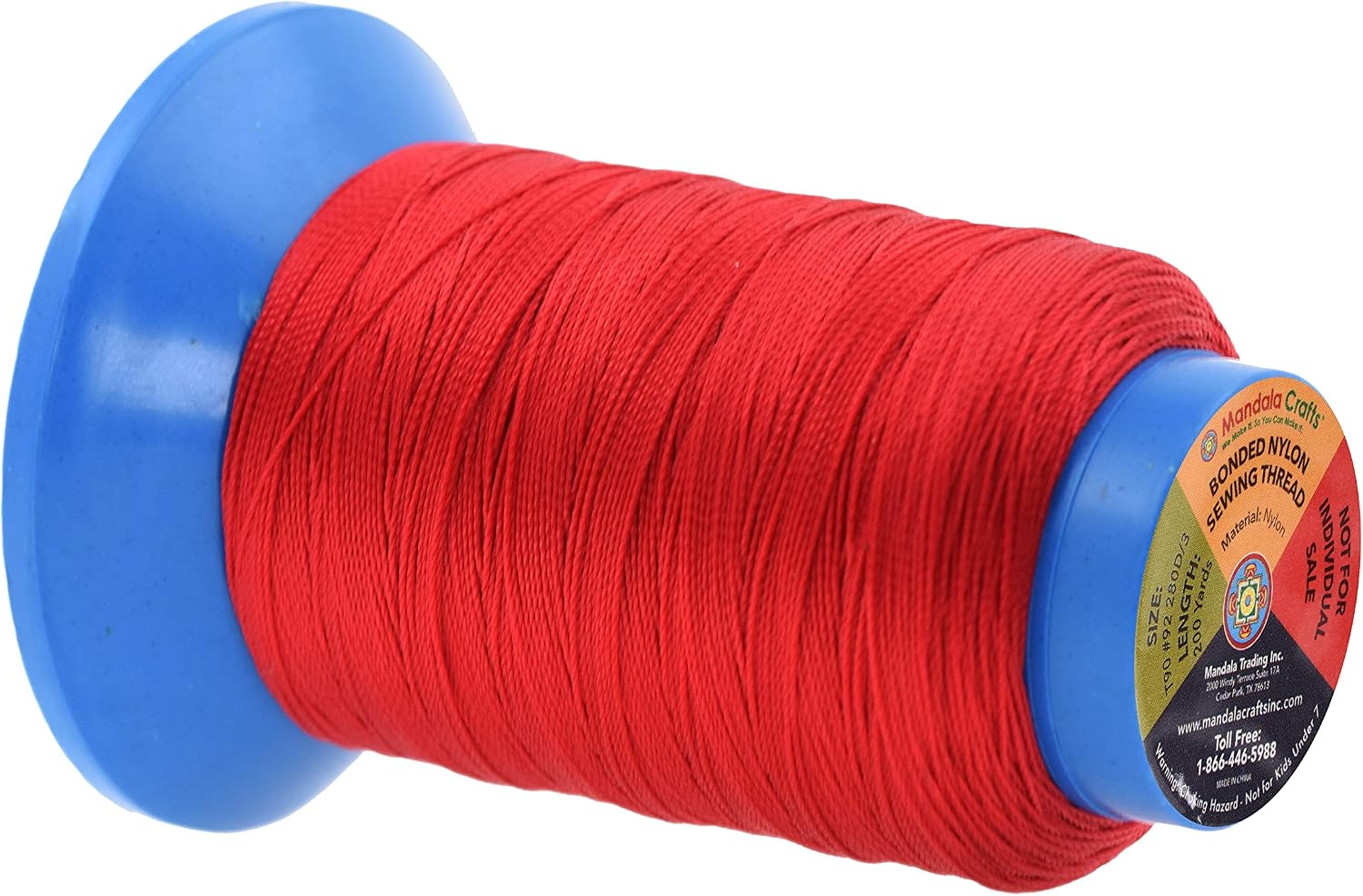 Mandala Crafts Size 92 280D T90 Bonded Nylon Thread - 12 Vibrant Colors 2400 YDs Tex 90 Heavy Duty Sewing Threads for Leather, Jeans, Weaving, Outdoor Marine Upholstery