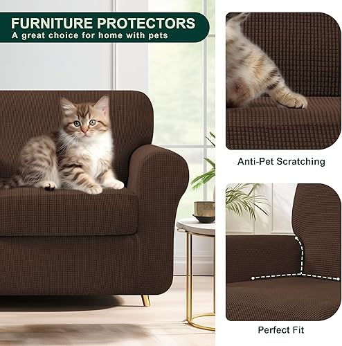 Vista 287 de CHUN YI - Funda elástica para sillón (3 piezas), funda para sofá de 1 plaza con un respaldo y cojín separado con banda elástica, tela jacquard