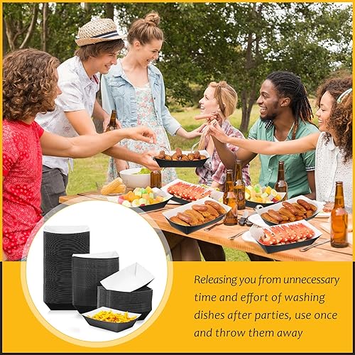 Miniatura 6 de Yinkin 200 bandejas de papel desechables para Halloween para nachos, bandejas de papel kraft para tacos, suministros de fiesta de concesión (3