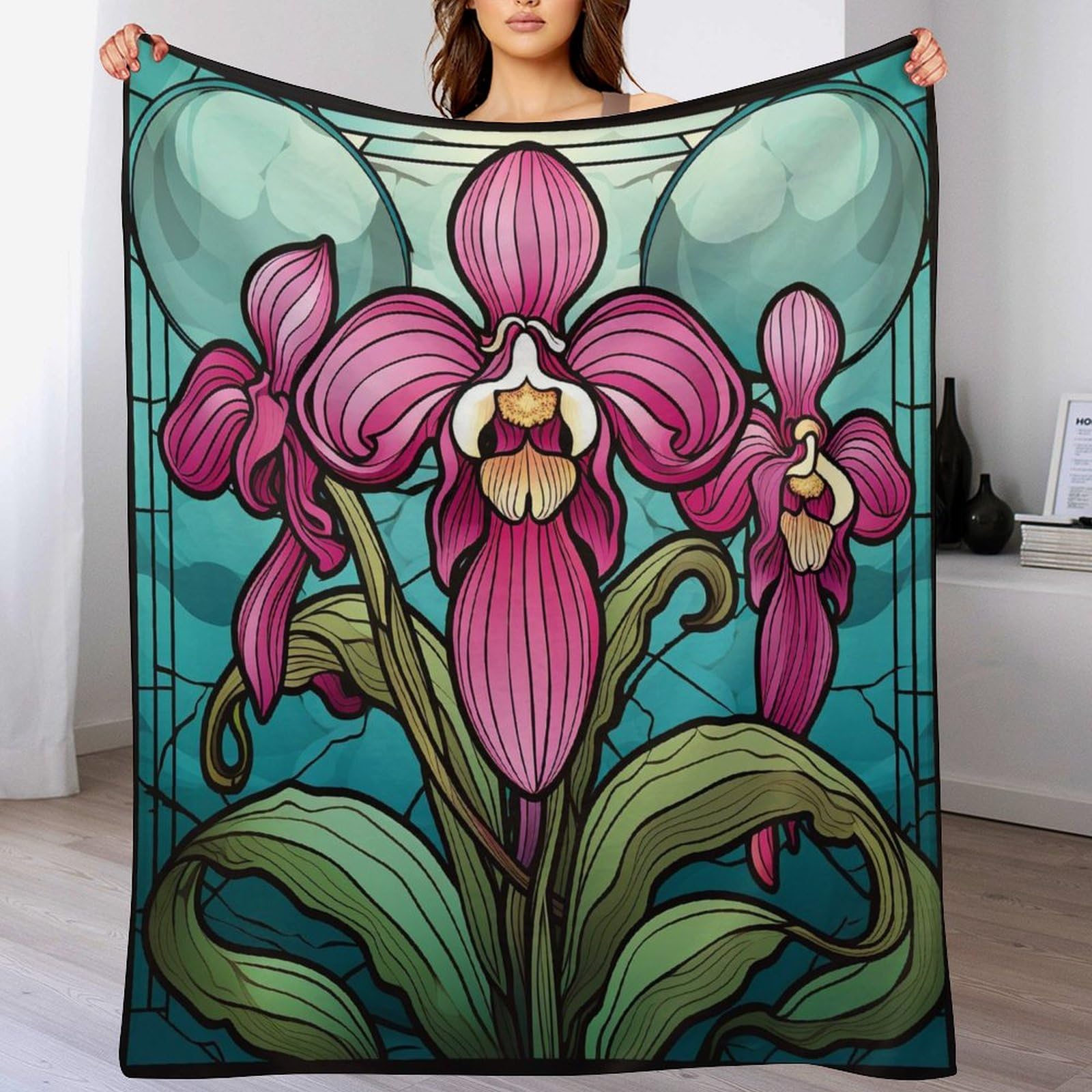 Couverture en polaire de flannel motif fleur impression 3D légère pour linge de lit