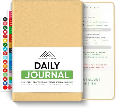Best Daily Journal for Men & Women - Gratitude, Manifestation & Guided Journal with Prompts for Personal Growth A5, Cream - PRODUCTIVITY STORE