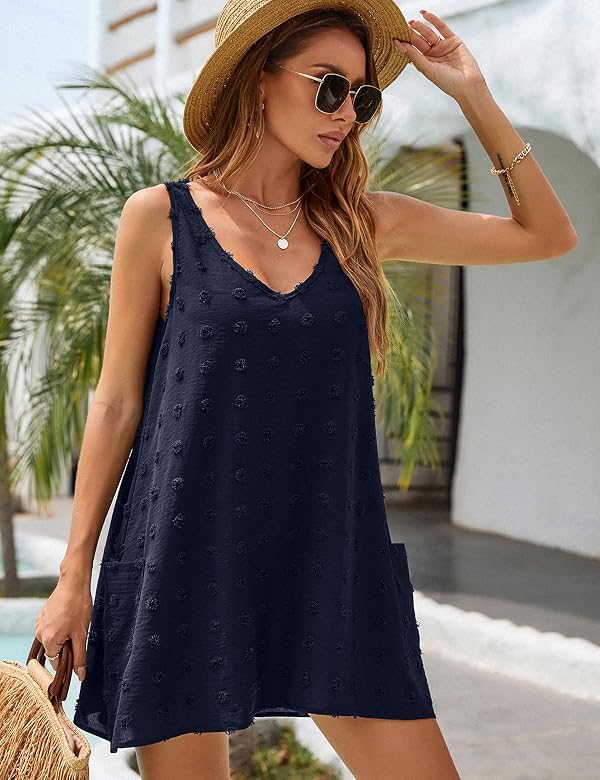 Blooming Jelly Womens Beach Swimsuit Coverup Summer Sun Dress L Dark Blue by Blooming Jelly - Used condition - Image 2