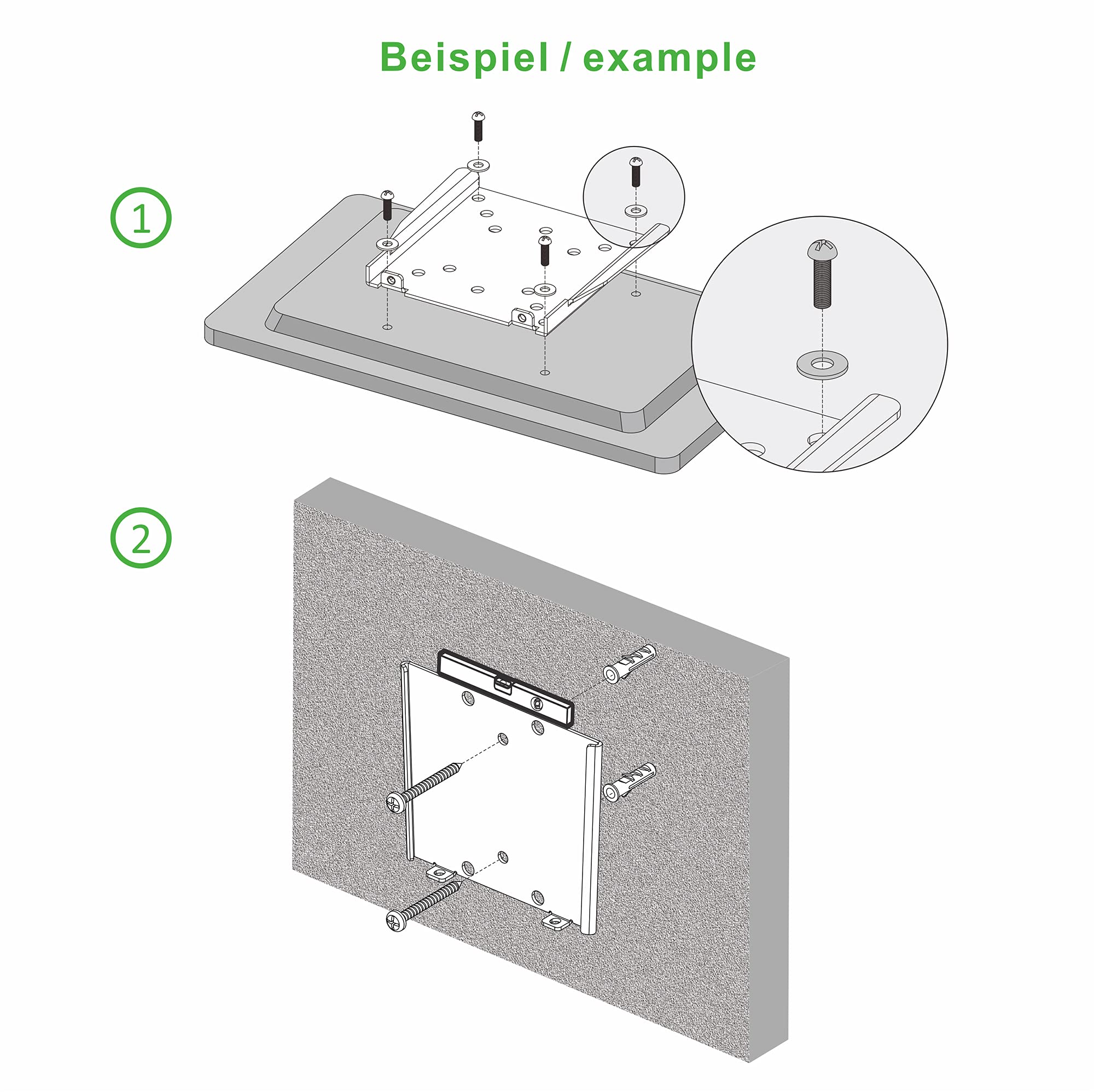 [Nuovo] set di viti conecto Vesa 66 pezzi, ottimale per il montaggio della TV, montaggio a parete della TV, montaggio TV, viti di montaggio con tasselli e rondelle, nero
