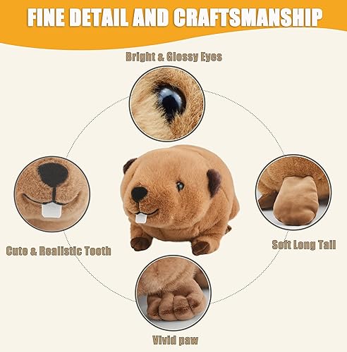 Miniatura 4 de Animal de peluche realista de castor con grandes dientes frontales animados Nutria, muñeca de juguete de castor súper realista, actúa como un