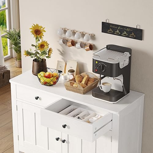 Miniatura 4 de Gizoon Aparador buffet con almacenamiento, barra de café de granja de 33.5 pulgadas de alto con 2 gabinetes y 2 cajones, mesa consola con estante de
