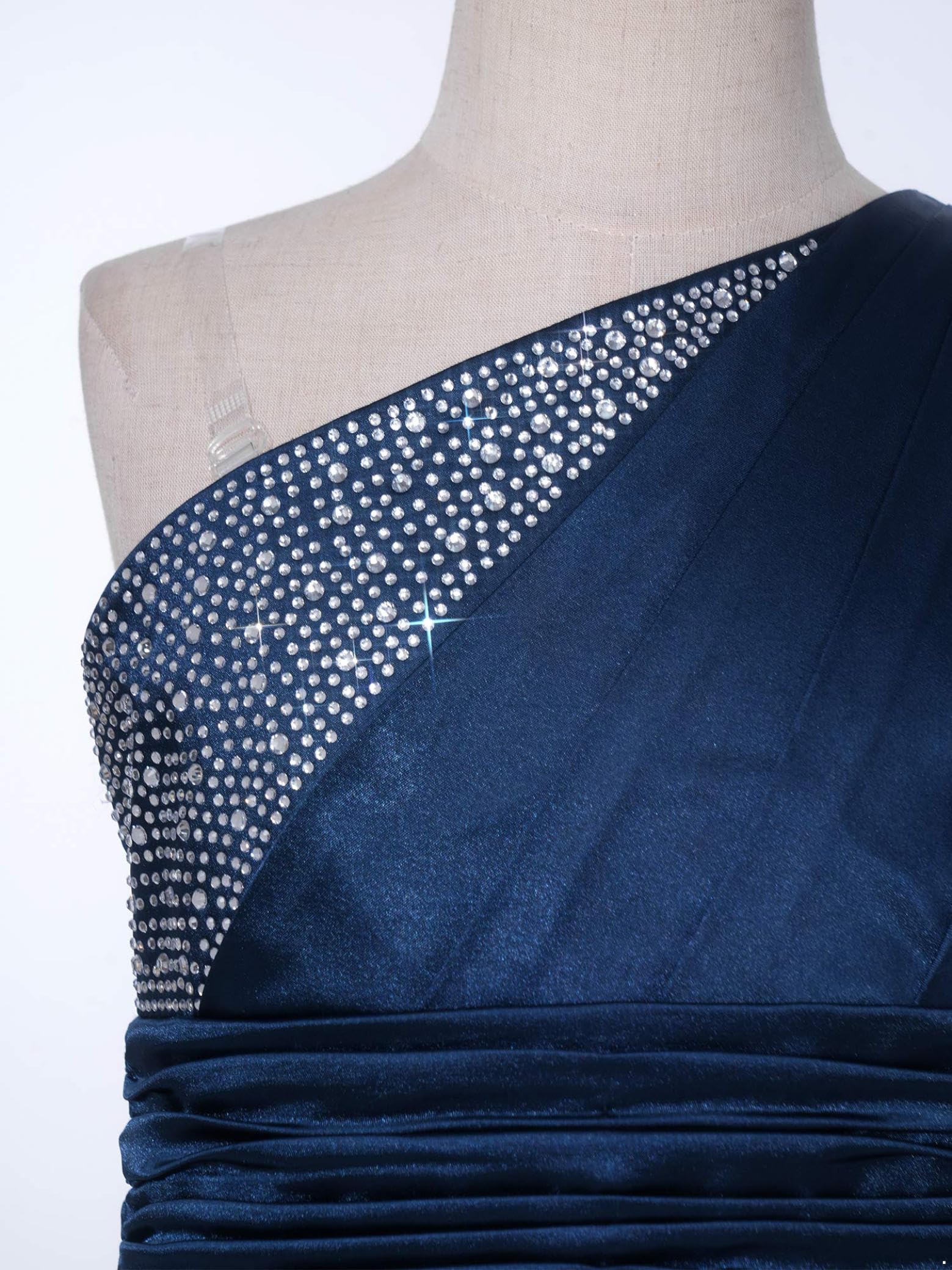 Sxiwei Vestiti Cerimonia Bambine Abiti Sposa Lunghi Abiti Damigelle Onore Fanciulle Fioriere Festa in Seta Spalla Singola con Plissé E Pietre Strass Cocktail Sera