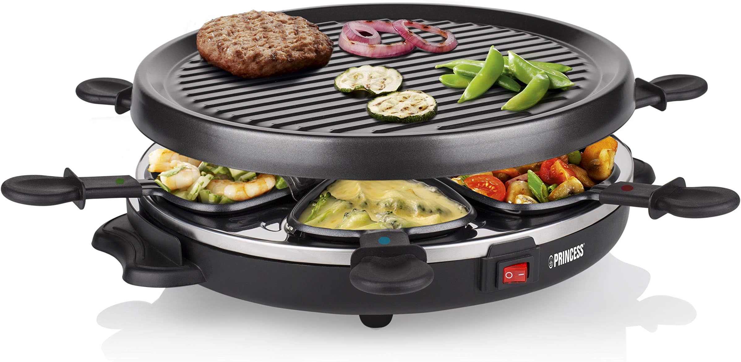 162725 Gourmetstel 6 Persoons Zwart Round Black Raclette Grill Party